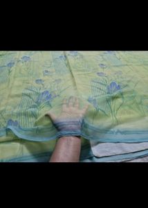 Beautiful Green Saree with Floral Print