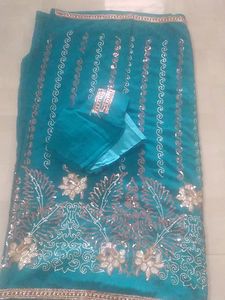 Sequins Saree With Blouse And Petticot.