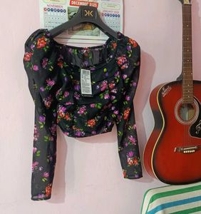 Floral Long Sleeve Crop Top