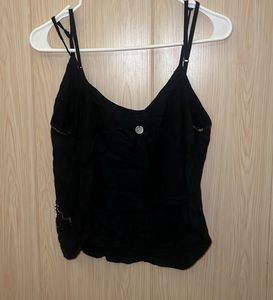 Embellished Black Cami Top
