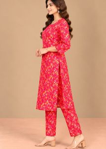 Vibrant Pink Printed Kurta Set