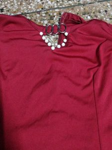 Stylish Red Cut-Out Sleeve Top