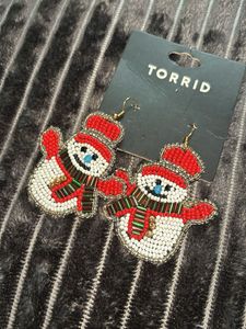 Cute Snowman Beaded Earrings