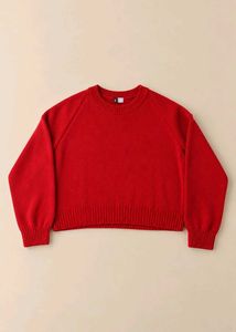 RED RIBBED CREWNECK SWEATER