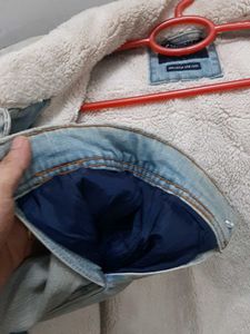 Light Wash Denim Sherpa Lined Jacket