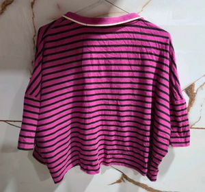 Striped Cropped Polo Teshirt