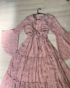 Chic Pink Printed Maxi Dress