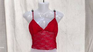I. Red Lace Camisole Top
