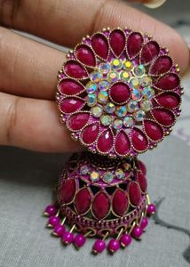 Pink Jhumka Earrings