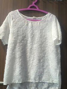 Textured White Short Sleeve Top