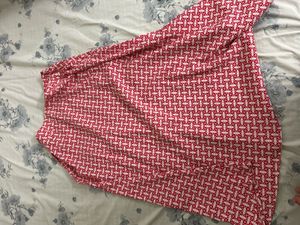 Red &amp; White Printed Ethnic Skirt