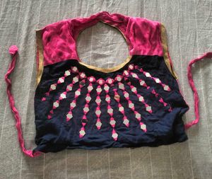 mirror work navy blue blouse