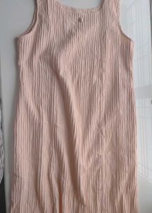 peach Pleated Sleeveless Mini Dress