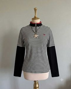 Striped Quarter Zip Long Sleeve