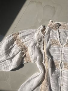 Boho White Lace Trim Blouse