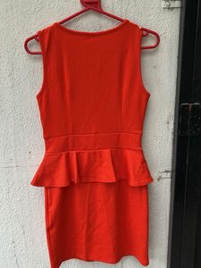 Vibrant Orange Peplum Dress