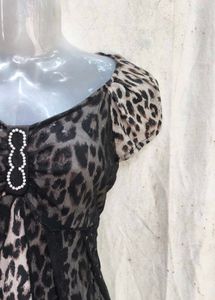 Leopard Print Sheer Overlay Dress