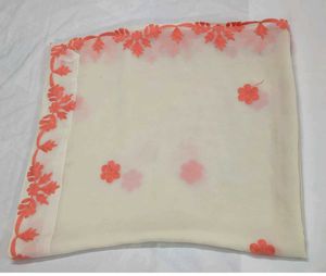 Elegant White &amp; Pink Embroidered Dupatta Scarf