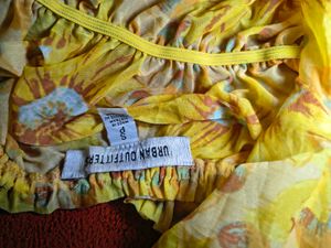 Yellow Ruffled Floral Print Crop Top
