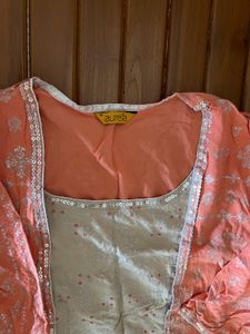 Aurelia  Peach sequin neck Kurta top