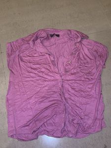 M&S Women's Pink Button-Up Tunic Top