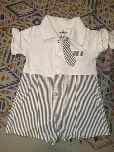 combo Baby Boy Romper with Tie