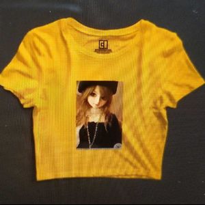Yellow Graphic Crop Top