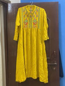 Embroidered Yellow Kurta