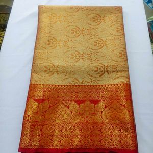 Luxurious Golden &amp; Red Silk Saree