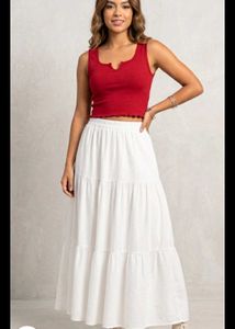 Red Ribbed Crop Tank Top