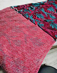🇳🇿💫🎀Floral Print black pink Saree