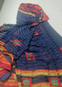 Beautiful Studded Navy Blue Saree