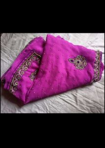Pink full work Diamond Saree