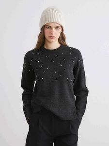 H&M Pearl Embellished Grey Sweater 🫧