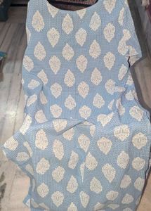 Blue Coloured Pure Cotton Kurta Set