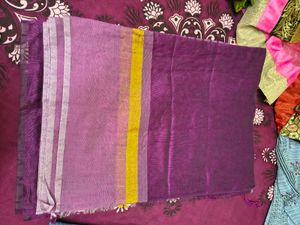 Vibrant Purple Striped Saree