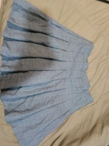 Blue Plaid Pleated Mini Skirt