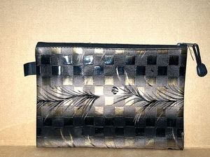 Stylish Woven Pouch with Feather Design