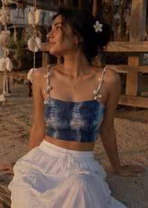 Tie-dye festive top with Shell Details