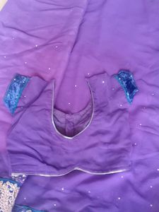 Purple Saree with Embellished Blouse