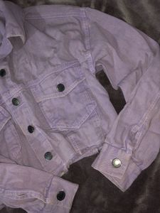⋆. 𐙚 ˚ Lilac Cropped Denim Jacket