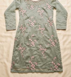 Grey Embroidered Floral kurti set