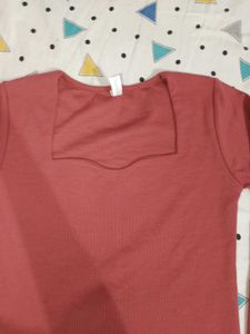 Ribbed Square Neck Long Sleeve Top
