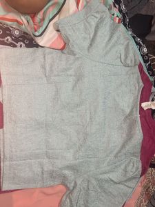 Light Blue Textured Puff Sleeve Top