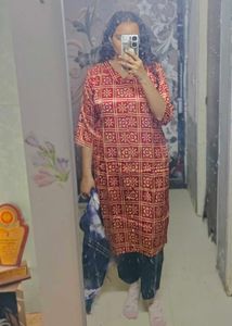 Red Gazi Silk Kurta Set