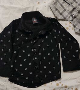 black shirt+ koti+pant 3 piece set