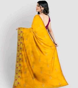Elegant Yellow Embellished Saree