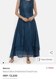 Neeru’s Blue Embellished Flared Kurta