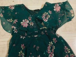 Floral Print Flowy Green Dress