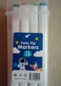12 Color Twin-Tip Markers Set